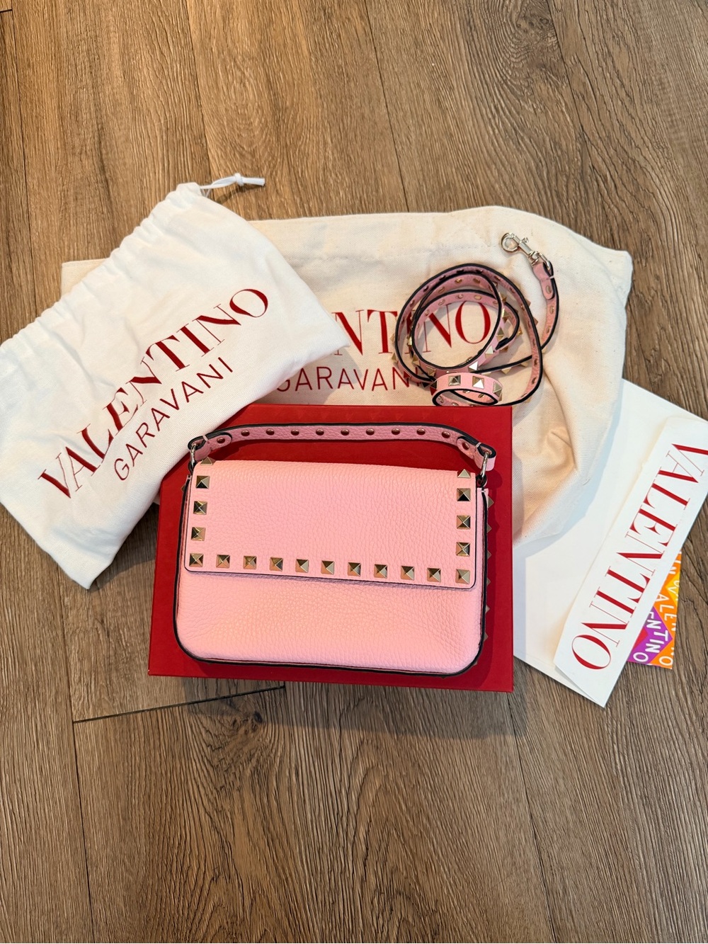 Valentino Garavani Pink Rockstud Top Handle Shoulder Bag - Picture 1 of 4